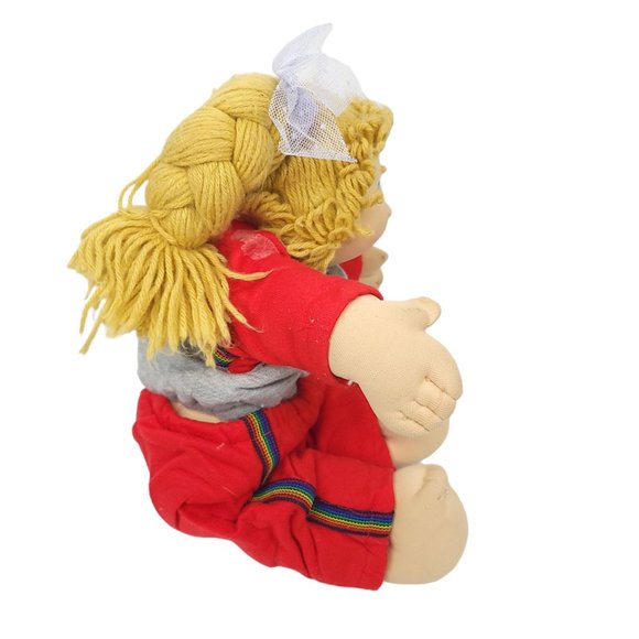 Vintage 1985 Cabbage Patch Kid Doll 15" Dimples Blonde Pigtails Tracksuit Coleco - Picture 11 of 12